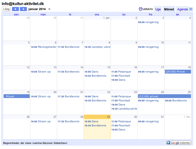 Kalender og booking